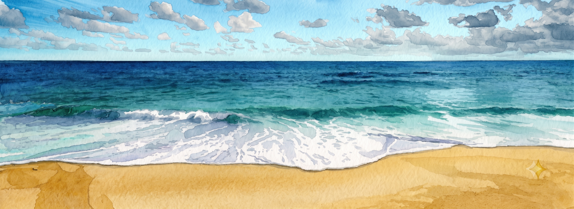 Decorative watercolor surf wash