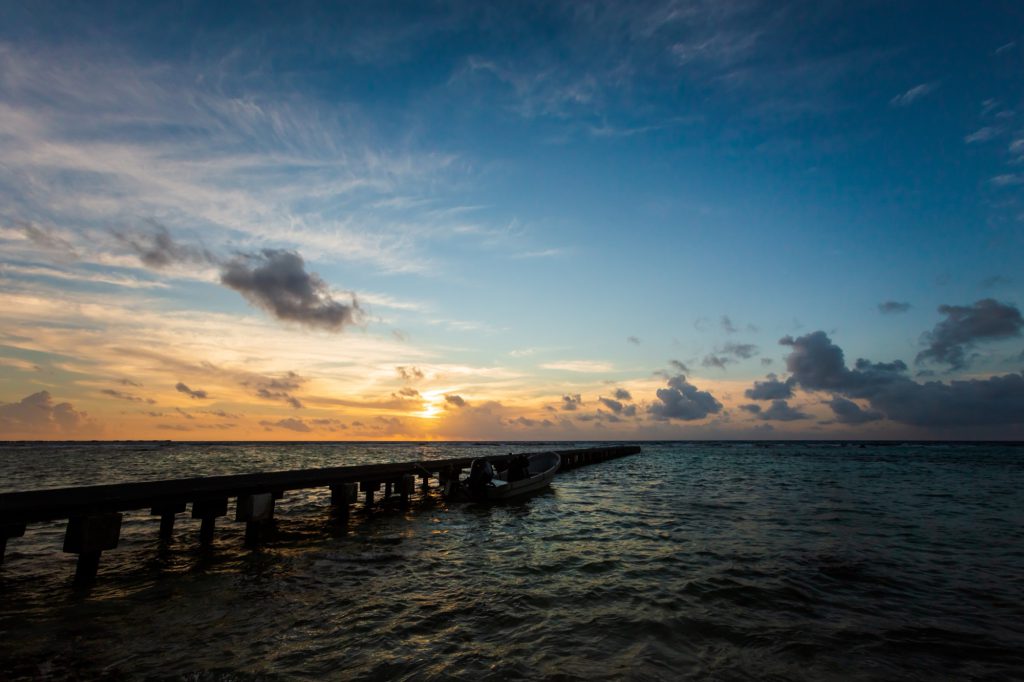 The pier at sunrise in Mahahual