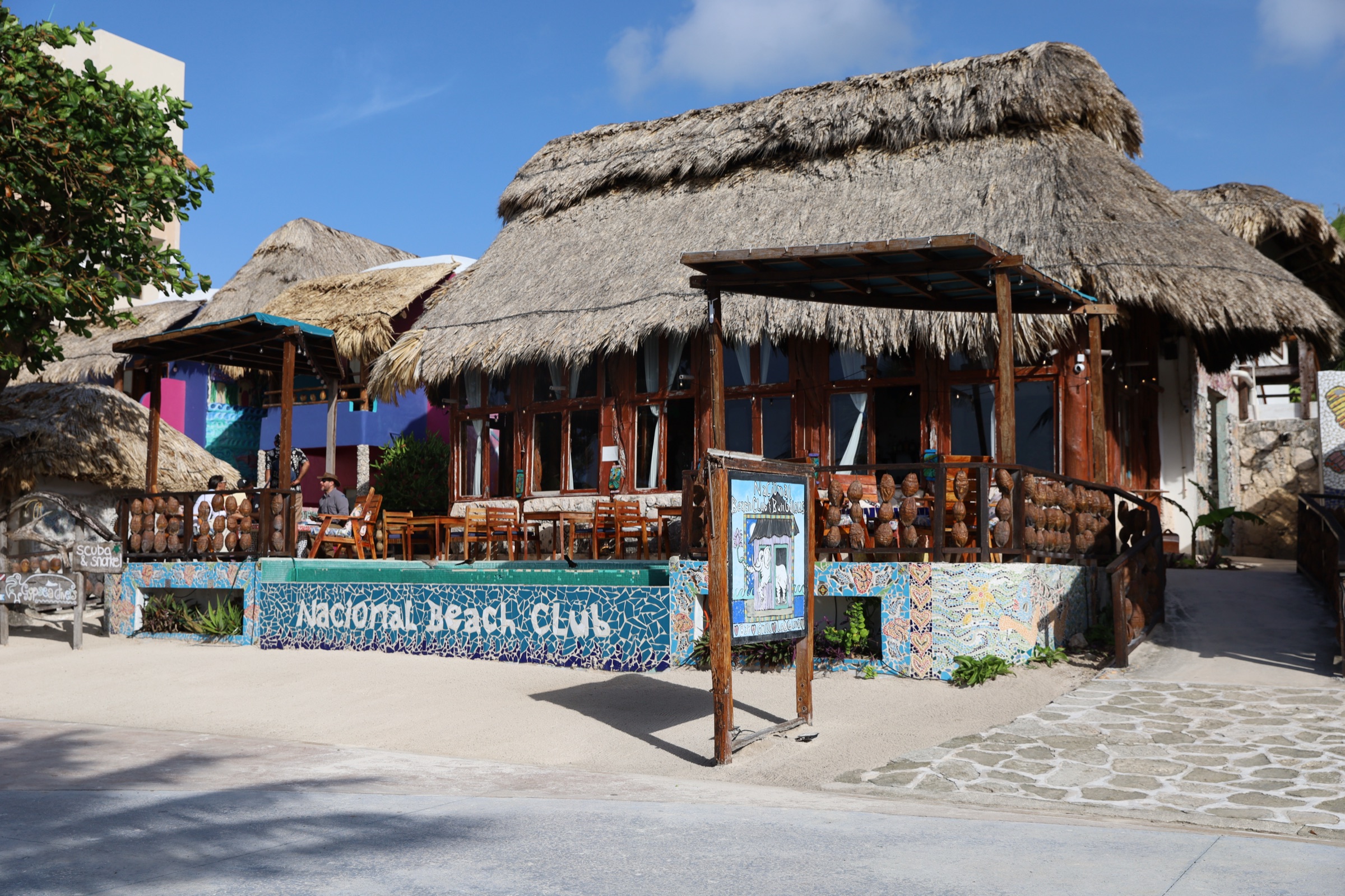 The beach and pier at Mahahual